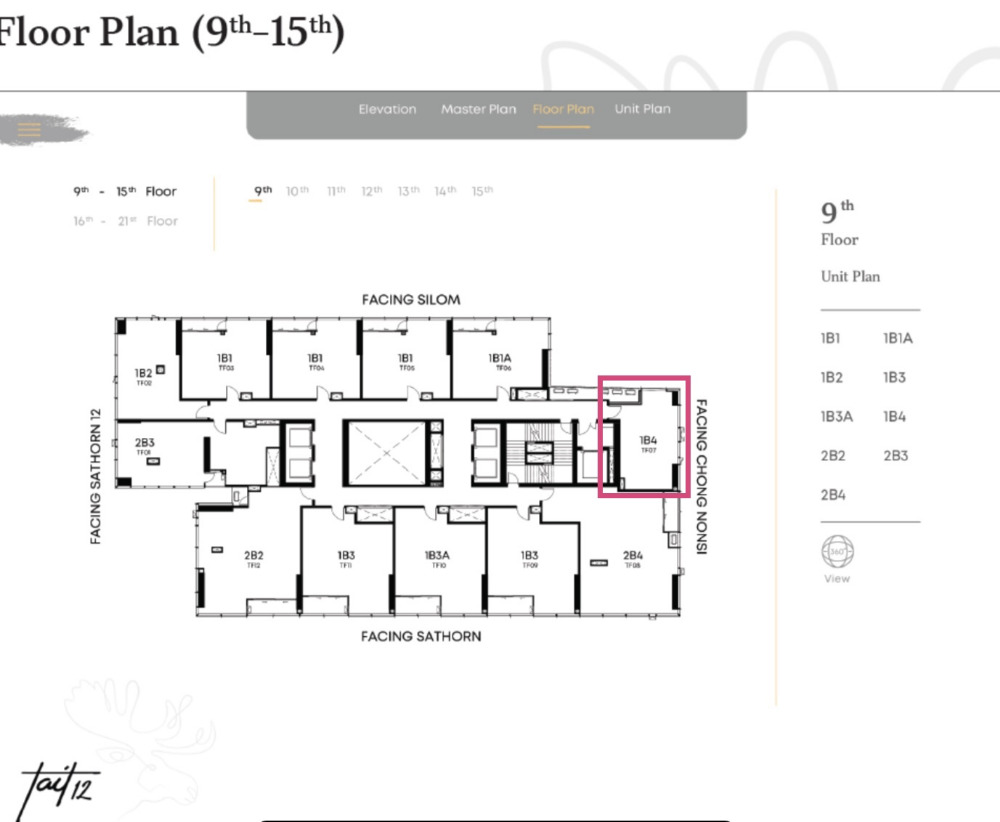 Tait 12 1bed 1bath 40sqm 8,900,000 corner North/West Am: 0656199198