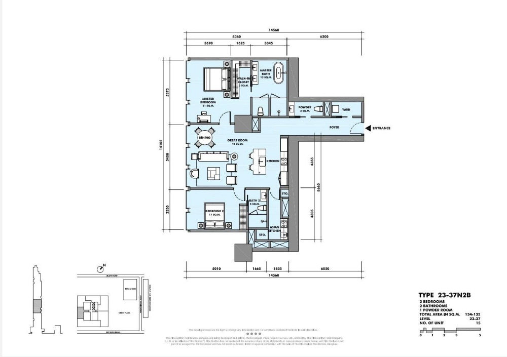 The Ritz Carlton Residences 2bed 2.5bath 133sqm. 46,800,000 Am: 0656199198