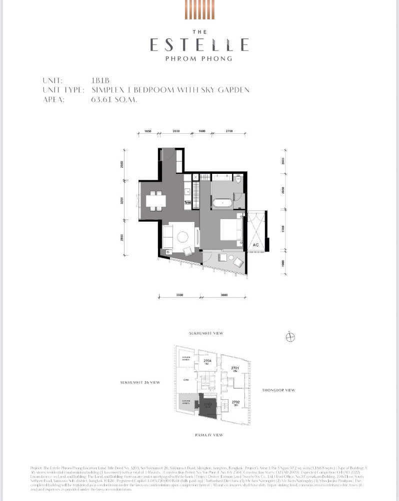 The Estelle: 1bed 1bath 63.61sqm 23,500,000 Am: 0656199198