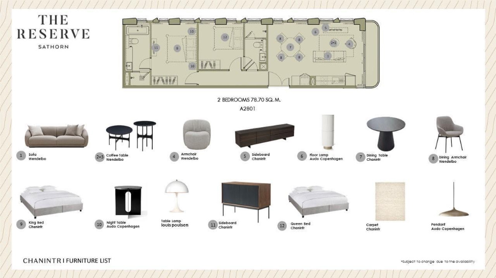 The Reserve Sathorn: 2bed 2bath 79.70sqm 21,900,000 Fully Furnished Am: 0656199198