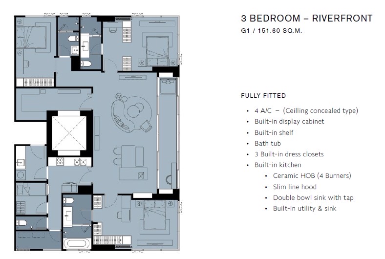 Chapter Charoennakhon Riverside: 3bed 3bed + maid 151.60sqm. 37,900,000 Am: 0656199198