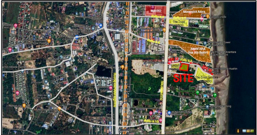 Sell Land Hua Hin soi 7: 4-0-11 Rai  300m.to the beach 180,000,000 Am: 0656199198