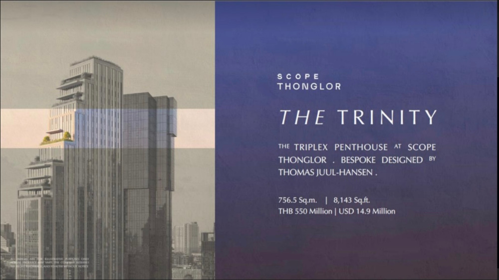 Scope Thonglor Triplex Penthouse 26-28 Fl. 4+1bed 5bath 756.5sqm. 550,000,000 Am: 0656199198