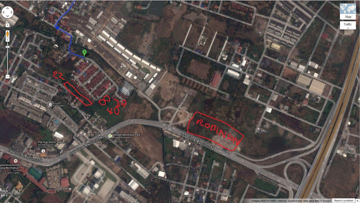 Land Pakkret Nonthaburi: 3-2-15 rai (1,415 sqwah) Near Robinson Srisamarn 50,000,000 Am: 0656199198